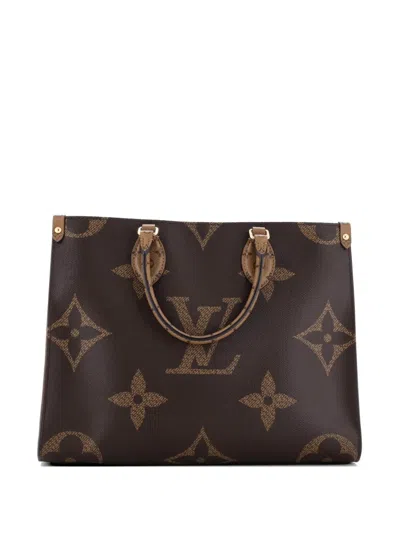 Pre-owned Louis Vuitton Onthego Reverse Monogram Giant Mm Tote Bag In Brown