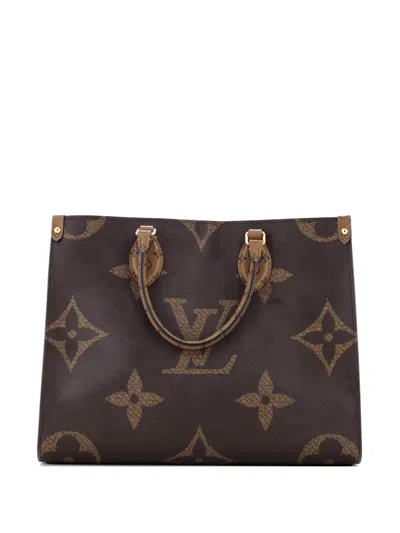 Pre-owned Louis Vuitton Onthego Reverse Monogram Giant Mm Tote Bag In Brown