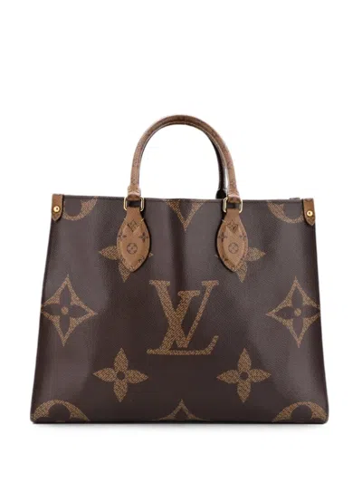 Pre-owned Louis Vuitton Onthego Reverse Monogram Giant Mm Tote Bag In Brown