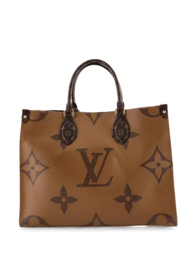 Pre-owned Louis Vuitton Onthego Reverse Monogram Giant Mm Tote Bag In Brown