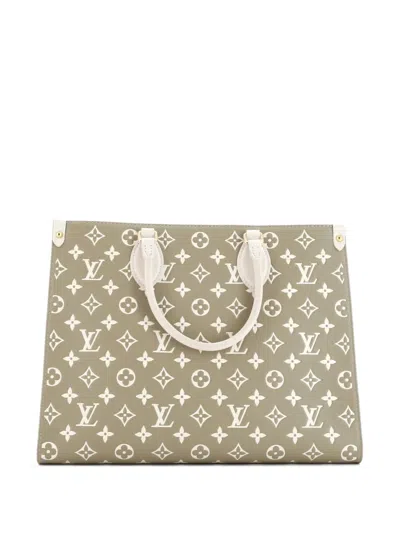 Pre-owned Louis Vuitton Onthego Spring In The City Monogram Empreinte Leather Mm Tote Bag In Green