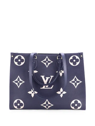 Pre-owned Louis Vuitton Onthego Tote Bicolor Monogram Empreinte Giant Mm Shoulder Bag In Blue