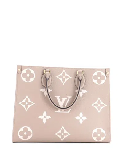 Pre-owned Louis Vuitton Onthego Tote Bicolor Monogram Empreinte Giant Mm Shoulder Bag In Neutral