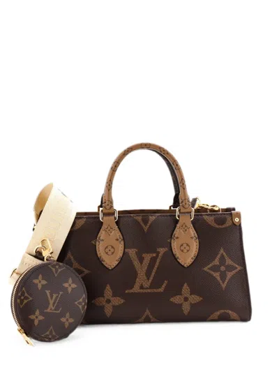 Pre-owned Louis Vuitton Onthego Tote Reverse Monogram Giant East West Shoulder Bag In Brown
