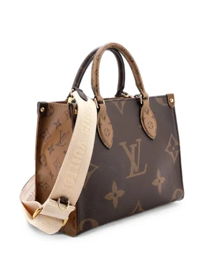 Pre-owned Louis Vuitton Onthego Tote Reverse Monogram Giant Pm Shoulder Bag In Brown