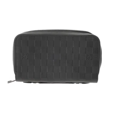 Pre-owned Louis Vuitton Onyx Damier Infini Long Wallet (bi-fold) () In Black