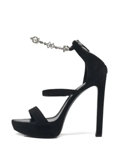 Pre-owned Louis Vuitton Open-toe Suede Sandals In Black