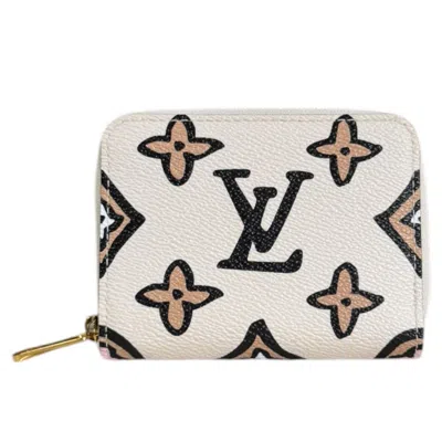 Pre-owned Louis Vuitton Or White Canvas Coin Purse/coin Case () In Or, White