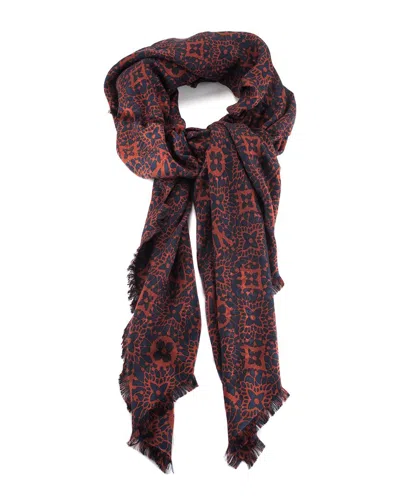Pre-owned Louis Vuitton Orange & Blue Silk & Wool-blend Scarf, Never Worn (pre-loved)