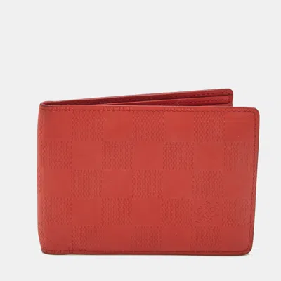 Pre-owned Louis Vuitton Orange Damier Infini Leather Multiple Wallet