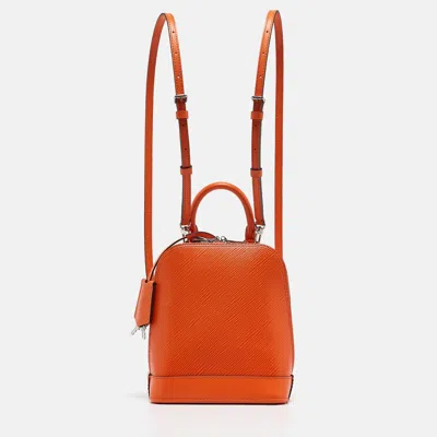Pre-owned Louis Vuitton Orange Epi Leather Alma Backpack