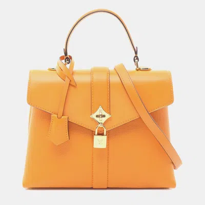 Pre-owned Louis Vuitton Orange Grained Smooth Calfskin Rose Des Vents Pm