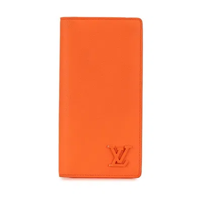 Pre-owned Louis Vuitton Orange Leather Long Wallet (bi-fold) ()