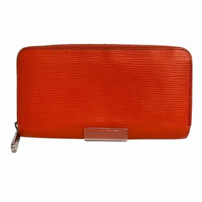 Pre-owned Louis Vuitton Orange Leather Long Wallet (bi-fold) ()