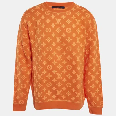 Pre-owned Louis Vuitton Orange Monogram Fleece Sweatshirt L