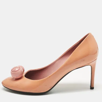 Pre-owned Louis Vuitton Orange Patent Leather Betty Pumps Size 36.5