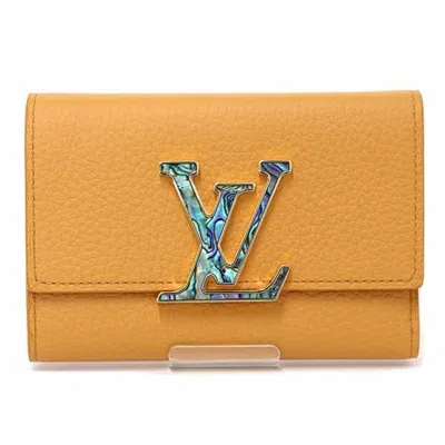 Pre-owned Louis Vuitton Orange Saffron Yellow Leather Wallet (tri-fold) ()