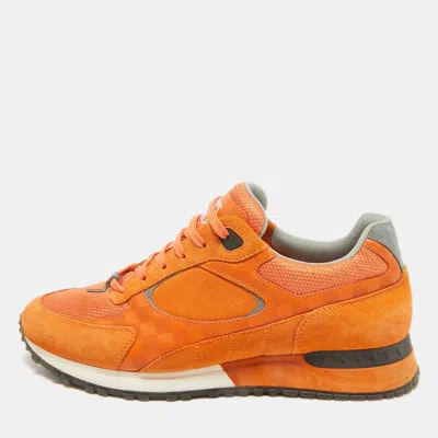 Pre-owned Louis Vuitton Orange Suede And Mesh Run Away Sneakers Size 40