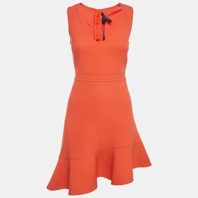 Pre-owned Louis Vuitton Orange Wool Sleeveless Mini Dress S