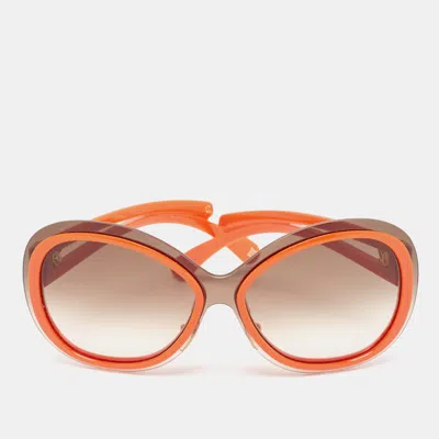 Pre-owned Louis Vuitton Orange/brown Gradient Z0451u Frame Flore Carre Oversized Sunglasses