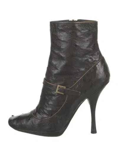Pre-owned Louis Vuitton Ostrich Boots In Black