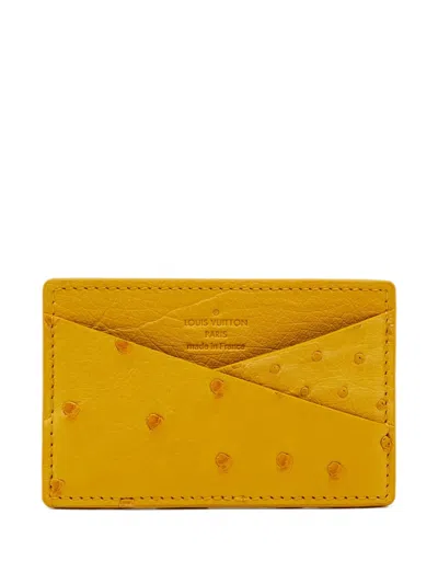 Pre-owned Louis Vuitton Ostrich Leather Card Holder In Yellow