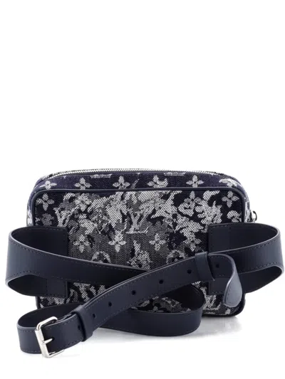 Pre-owned Louis Vuitton Outdoor Bumbag Monogram Tapestry Canvas Belt Bag In Blue
