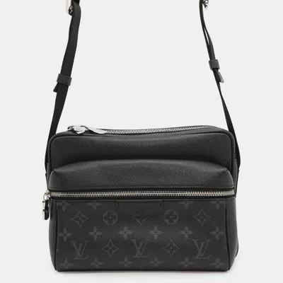 Pre-owned Louis Vuitton Outdoor Messenger Noir Taiga Leather Monogram Eclipse Size Pm In Black