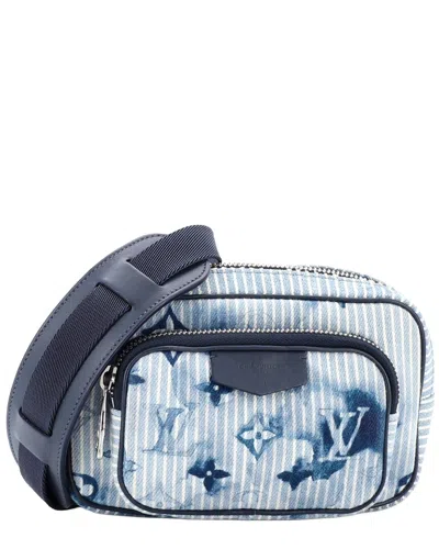Pre-owned Louis Vuitton Outdoor Pouch Limited Edition Monogram Watercolor Stripes Denim  (authentic Pre-loved)