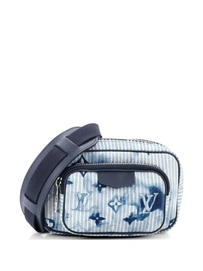 Pre-owned Louis Vuitton Outdoor Pouch Limited Edition Monogram Watercolor Stripes Denim Crossbody Bag In Blue