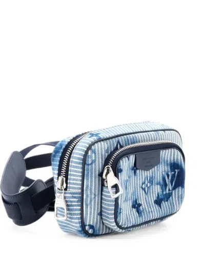 Pre-owned Louis Vuitton Outdoor Pouch Limited Edition Monogram Watercolor Stripes Denim Crossbody Bag In Blue