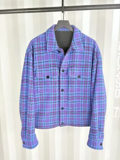 Pre-owned Louis Vuitton Oversize Blue Trucker Flannel Jacket