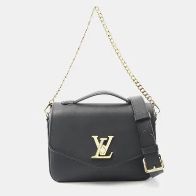 Pre-owned Louis Vuitton Oxford Lockme Chain Shoulder Handbag Leather Noir In Black