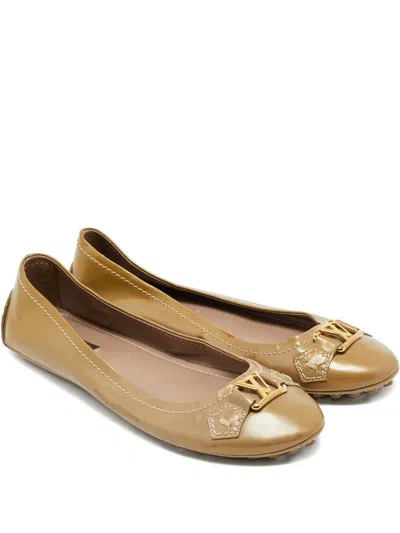 Pre-owned Louis Vuitton Oxford Patent-leather Ballet Flats In Brown