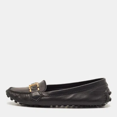 Pre-owned Louis Vuitton Oxford Size 37.5 Black Leather Slip On Loafers