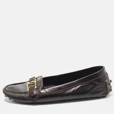Pre-owned Louis Vuitton Oxford Size 37.5 Burgundy Patent Leather Loafers