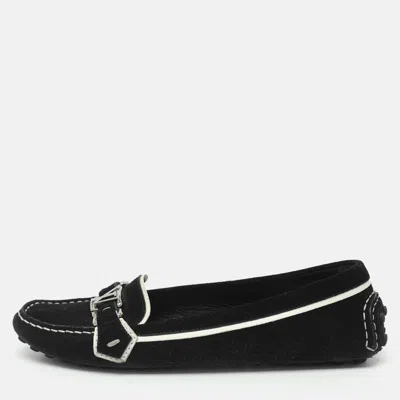 Pre-owned Louis Vuitton Oxford Size 39 Black Suede Loafers