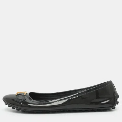 Pre-owned Louis Vuitton Oxford Size 41 Dark Green Patent Leather Ballet Flats