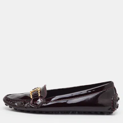 Pre-owned Louis Vuitton Oxford Size Amarante Patent Leather Ballet Flats In Burgundy