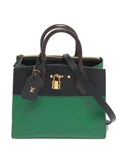Pre-owned Louis Vuitton Padlock Leather Tote Bag In Green