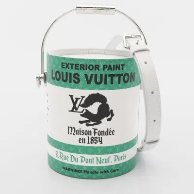 Pre-owned Louis Vuitton Paint Can Hand Crossbody Bag Canvas Leather Green/white