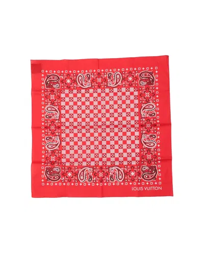Pre-owned Louis Vuitton Paisley Cotton Scarf In Red