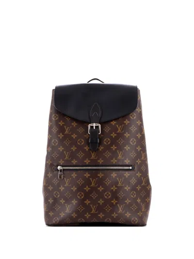 Pre-owned Louis Vuitton Palk Macassar Monogram Canvas Backpack In Black
