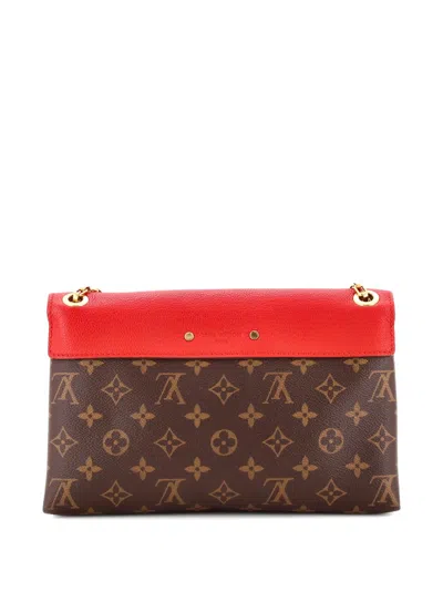 Pre-owned Louis Vuitton Pallas Chain Monogram Canvas And Calfskin Shoulder Bag In Brown