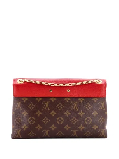 Pre-owned Louis Vuitton Pallas Chain Monogram Canvas And Calfskin Shoulder Bag In Red