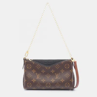 Pre-owned Louis Vuitton Pallas Clutch Brown Monogram Canvas Handbag