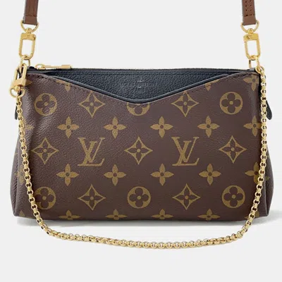 Pre-owned Louis Vuitton Pallas Clutch Noir Monogram In Black