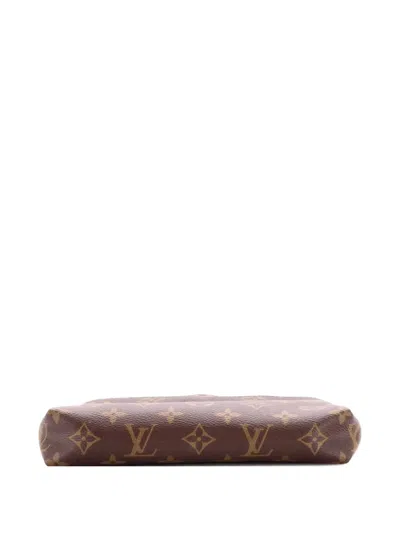 Pre-owned Louis Vuitton Pallas Monogram Canvas With Leather Clutch Bag In Brown