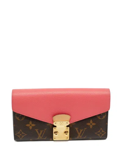 Pre-owned Louis Vuitton Pallas Monogram Lock Wallet In Pink