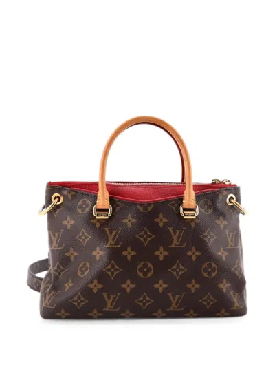 Pre-owned Louis Vuitton Pallas Tote Monogram Canvas With Leather Bb Shoulder Bag In Brown
